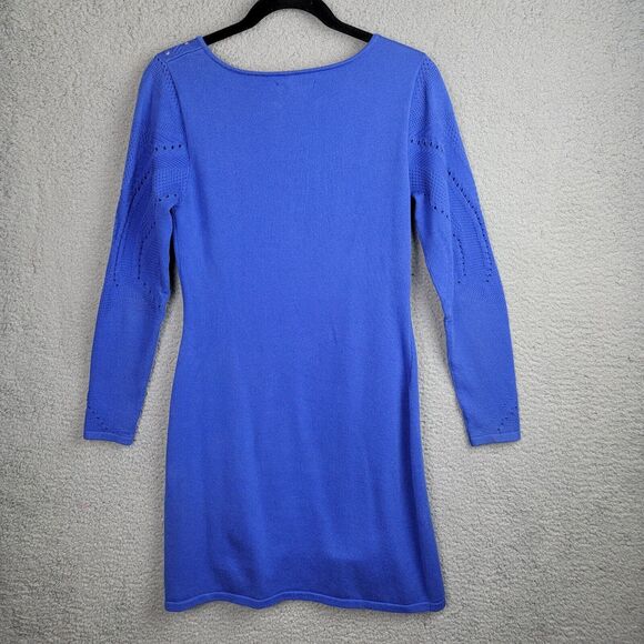 Catherine Malandrino Sweater Dress Womens M Blue Pink Lining Mobwife Bodycon - Picture 2 of 10